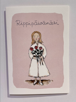 2-osainen kortti Sari's Artwork - Rippip&auml;iv&auml;n&auml;si (tytt&ouml;)