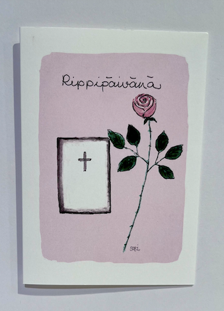 2-osainen kortti Sari's Artwork - Rippip&auml;iv&auml;n&auml; (vaaleanpunainen tausta)