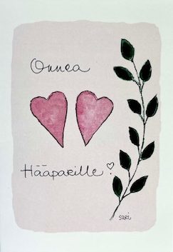 2-osainen kortti Sari's Artwork - Onnea h&auml;&auml;parille